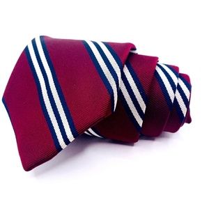 Jos A Bank Tie Silk Red Striped Pattern